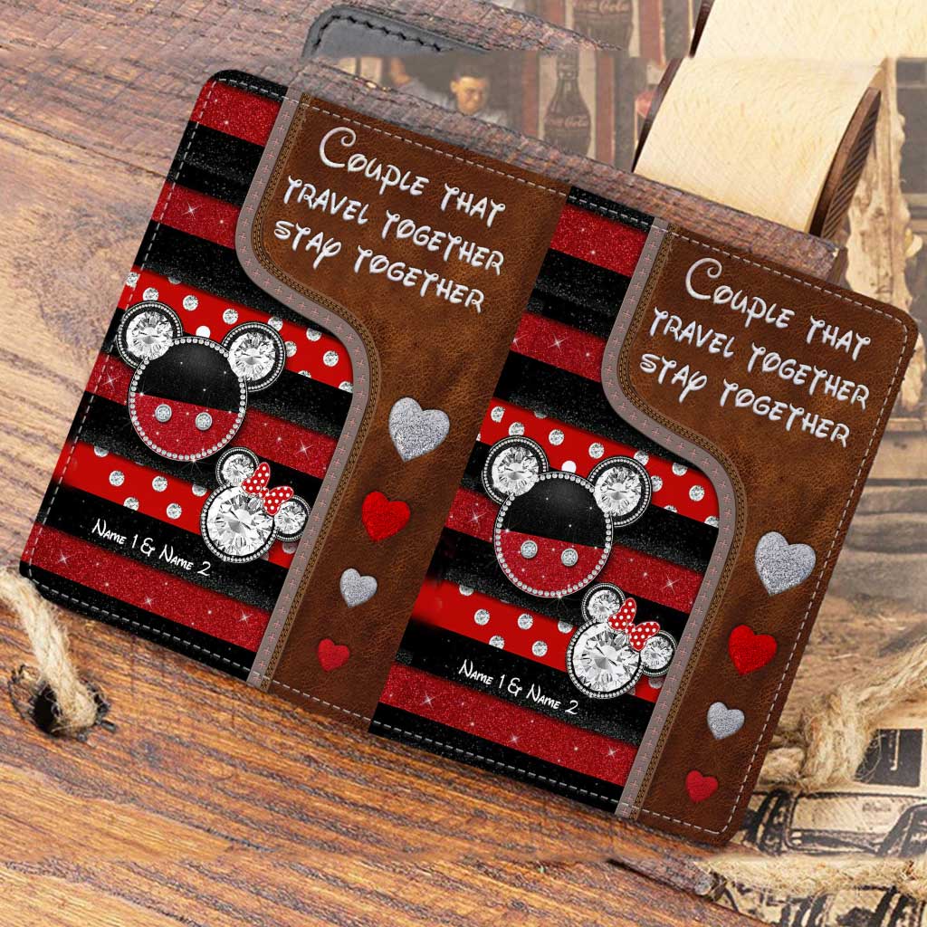 Personalized Mouse Passport Holder Custom Names Travel Gift for Couples Passport Holder GradoCreations