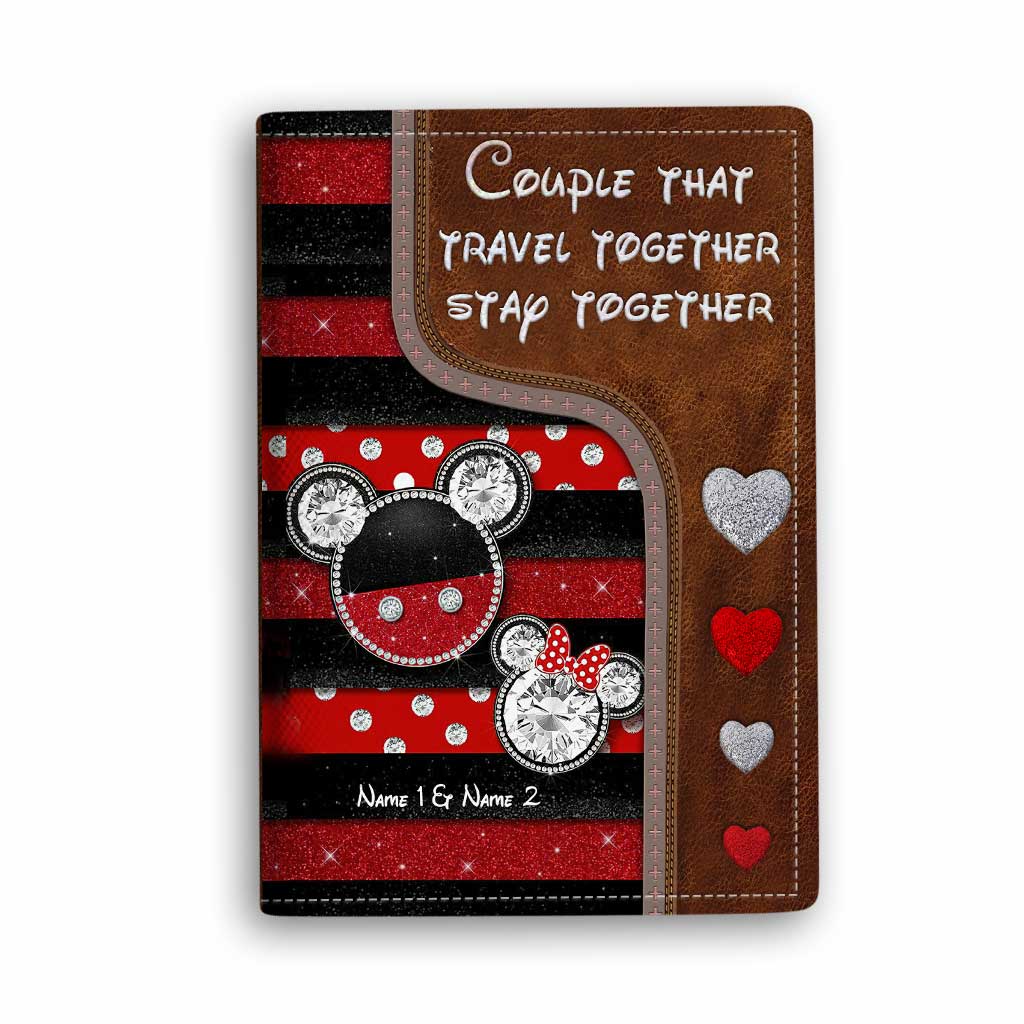 Personalized Mouse Passport Holder Custom Names Travel Gift for Couples Passport Holder GradoCreations