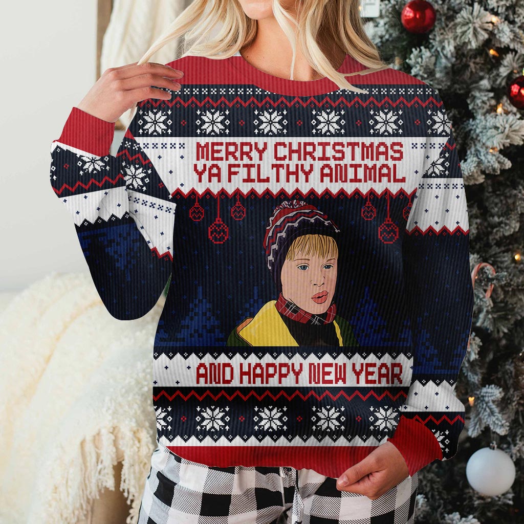 Personalized Merry Christmas Ya Filthy Animal Sweater - Custom Holiday Gift Sweater GradoCreations