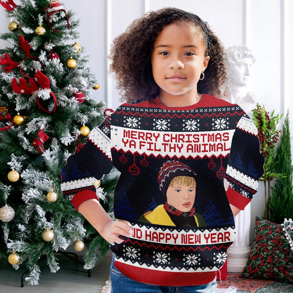 Personalized Merry Christmas Ya Filthy Animal Sweater - Custom Holiday Gift Sweater GradoCreations
