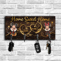 Personalized Home Sweet Home Key Rack with Metal Hooks for Couples Key Rack GradoCreations