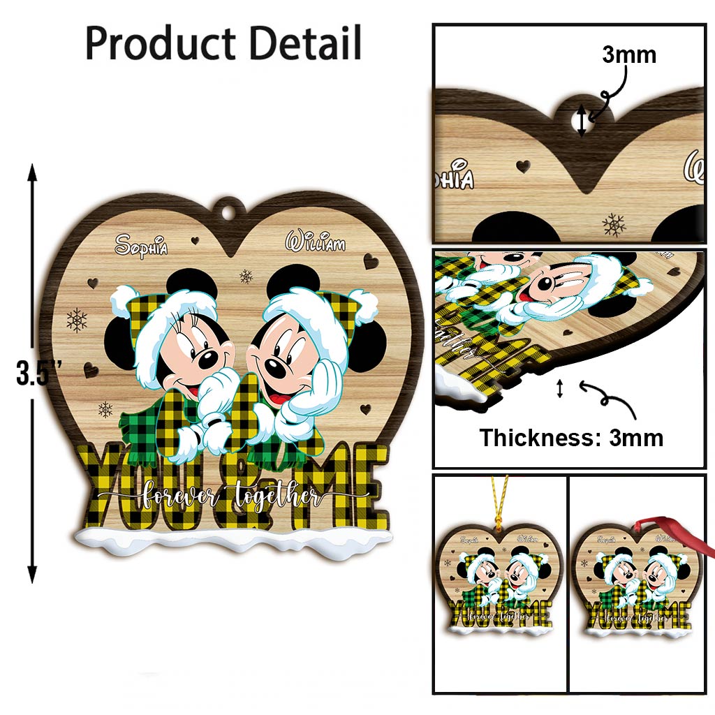 Personalized Heart-Shaped Christmas Ornament for Couples One-sided Ornament GradoCreations