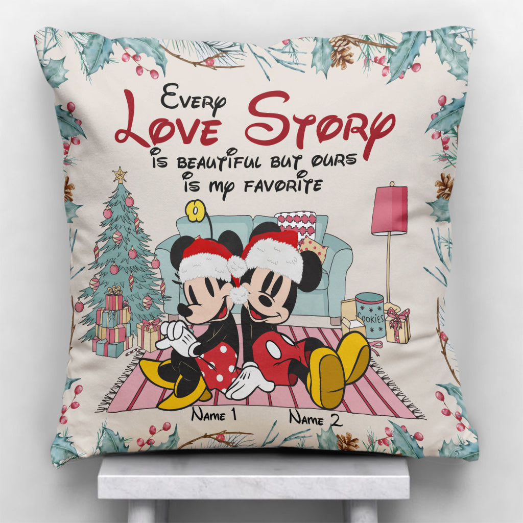 Personalized Christmas Mouse Throw Pillow with Custom Names Throw Pillow GradoCreations