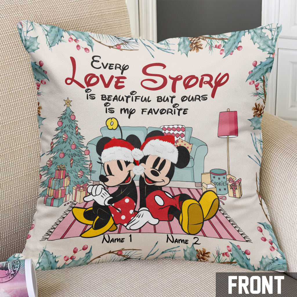 Personalized Christmas Mouse Throw Pillow with Custom Names Throw Pillow GradoCreations