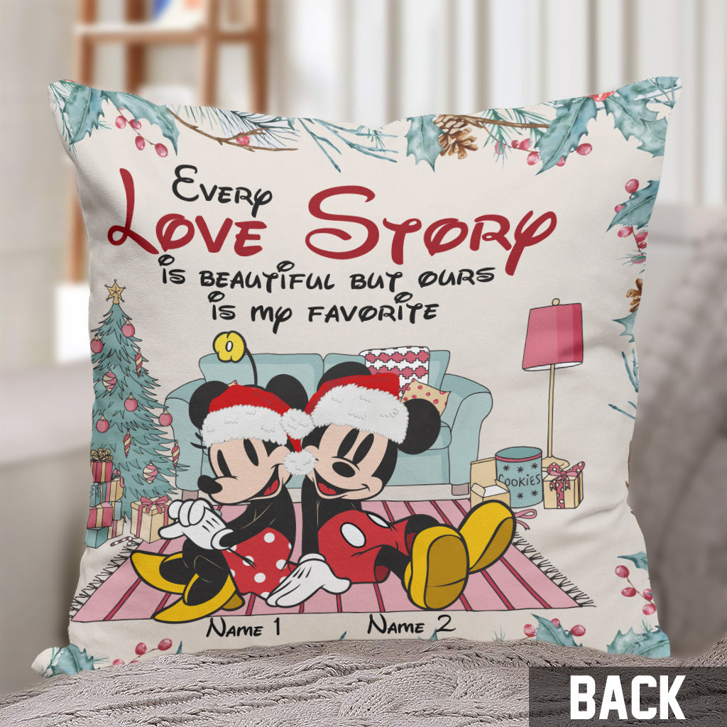 Personalized Christmas Mouse Throw Pillow with Custom Names Throw Pillow GradoCreations