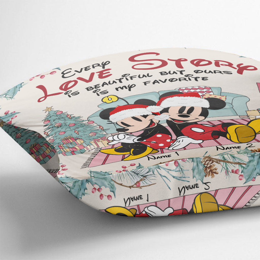 Personalized Christmas Mouse Throw Pillow with Custom Names Throw Pillow GradoCreations