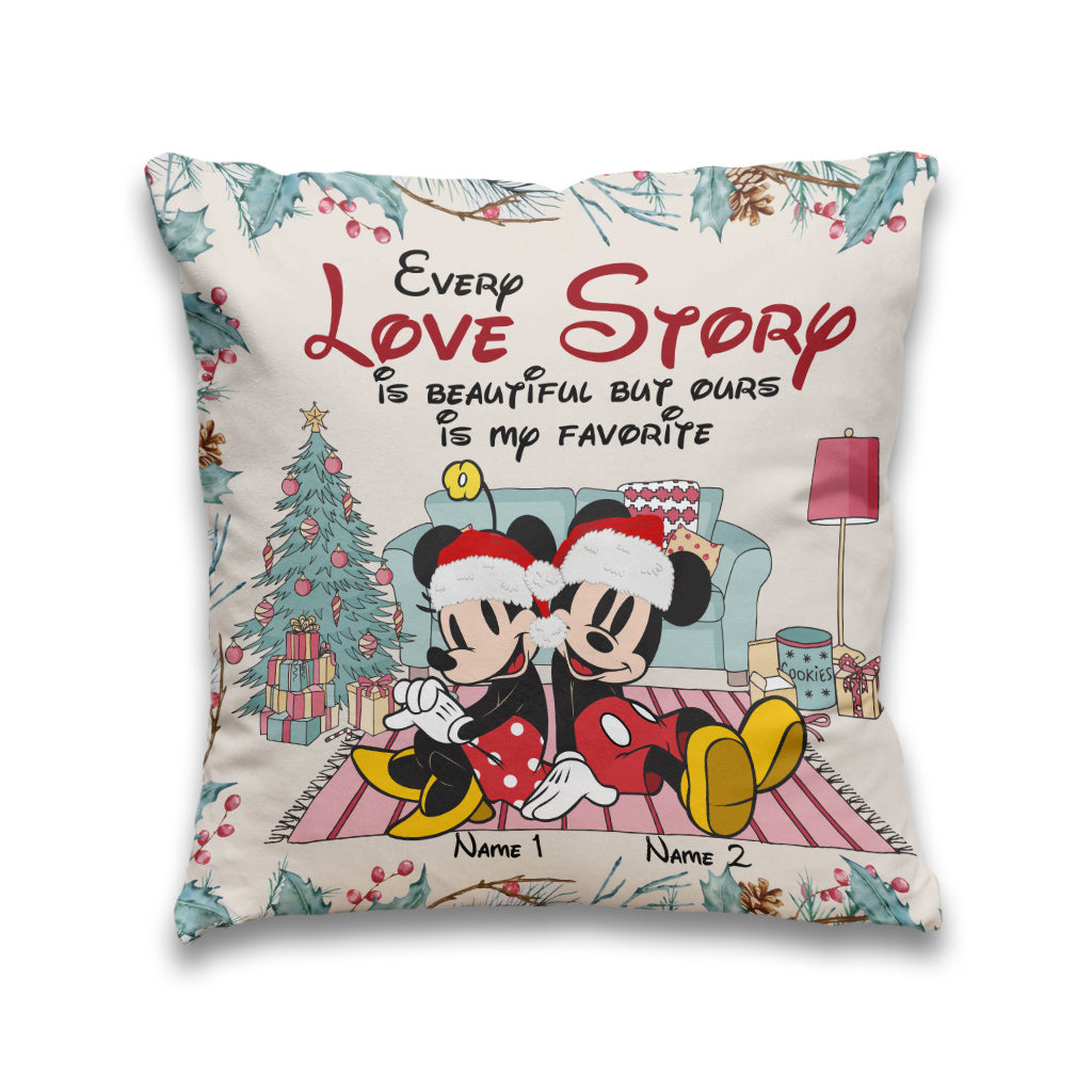 Personalized Christmas Mouse Throw Pillow with Custom Names Throw Pillow GradoCreations