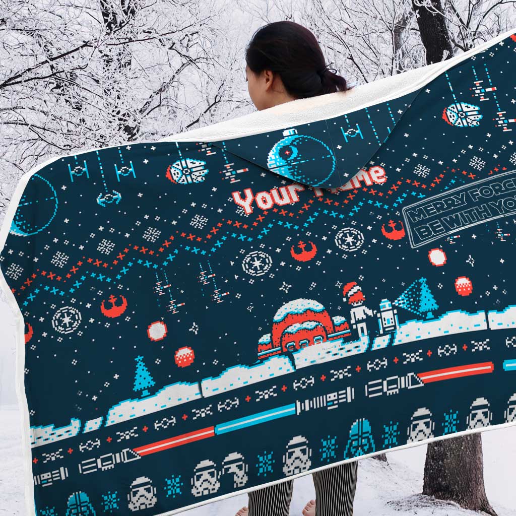 Personalized Hooded Blanket Merry Force Christmas Gift for Kids Hooded Blanket GradoCreations