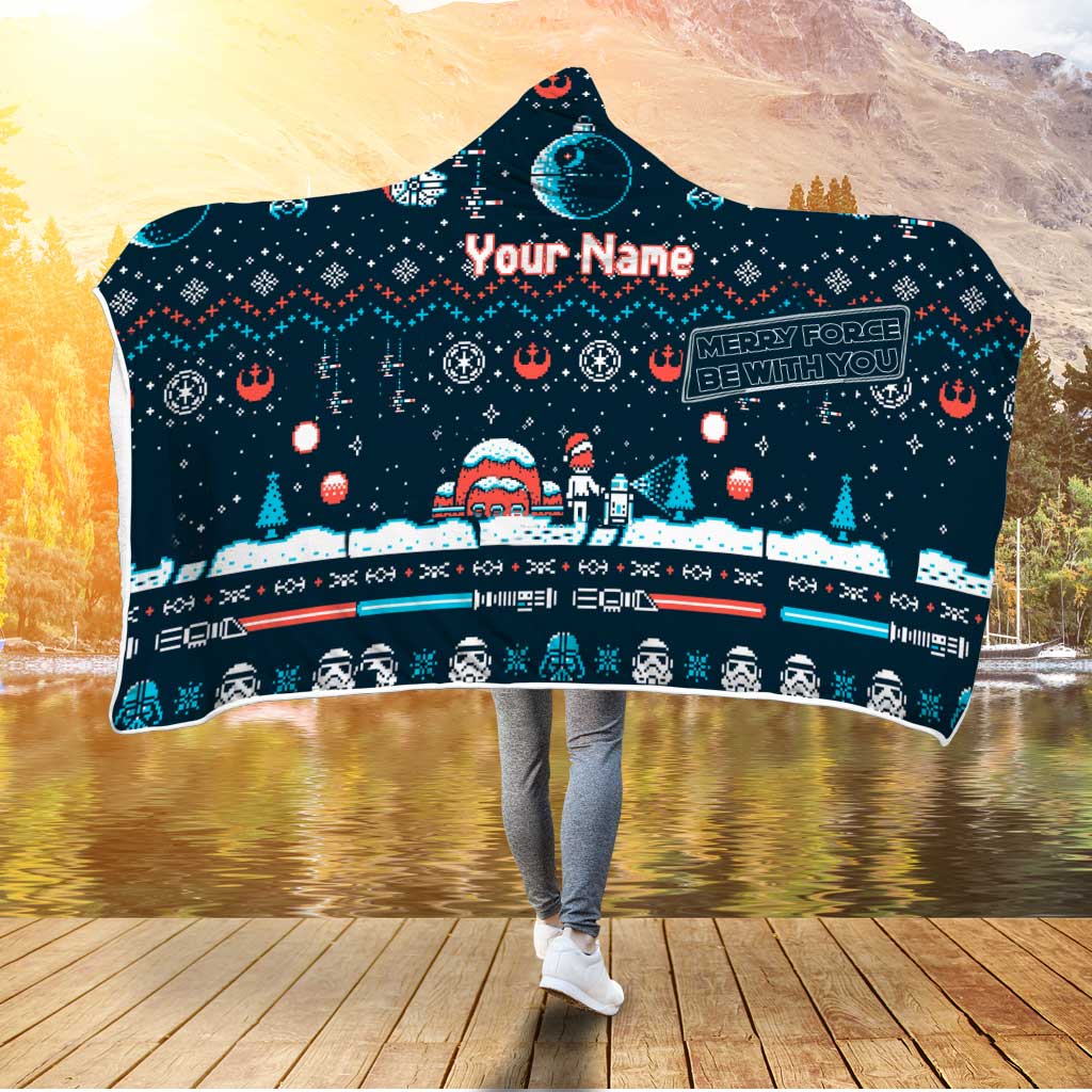 Personalized Hooded Blanket Merry Force Christmas Gift for Kids Hooded Blanket GradoCreations