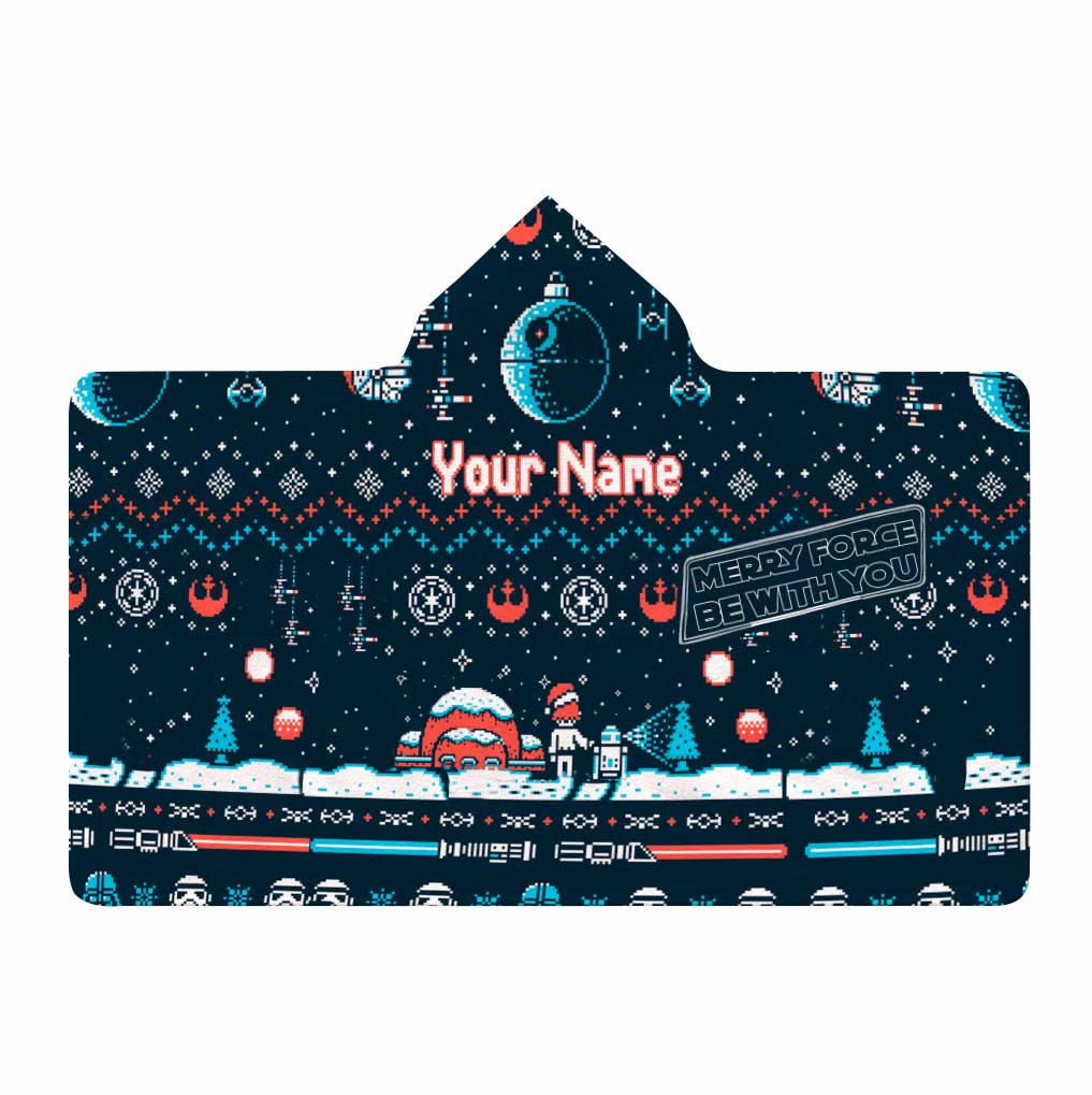 Personalized Hooded Blanket Merry Force Christmas Gift for Kids Hooded Blanket GradoCreations