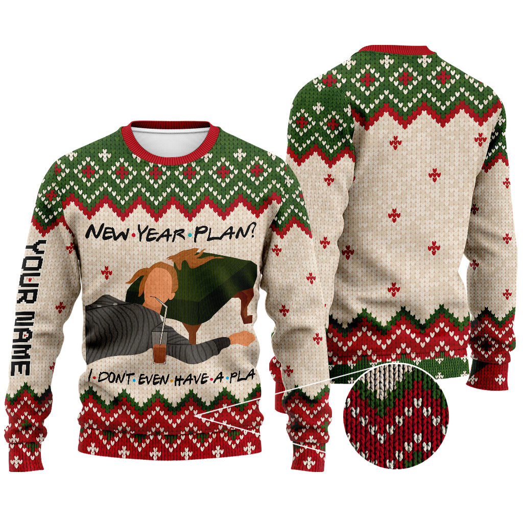 Personalized Christmas Sweater with Faux Wool Pattern Custom Name Gift Sweater GradoCreations