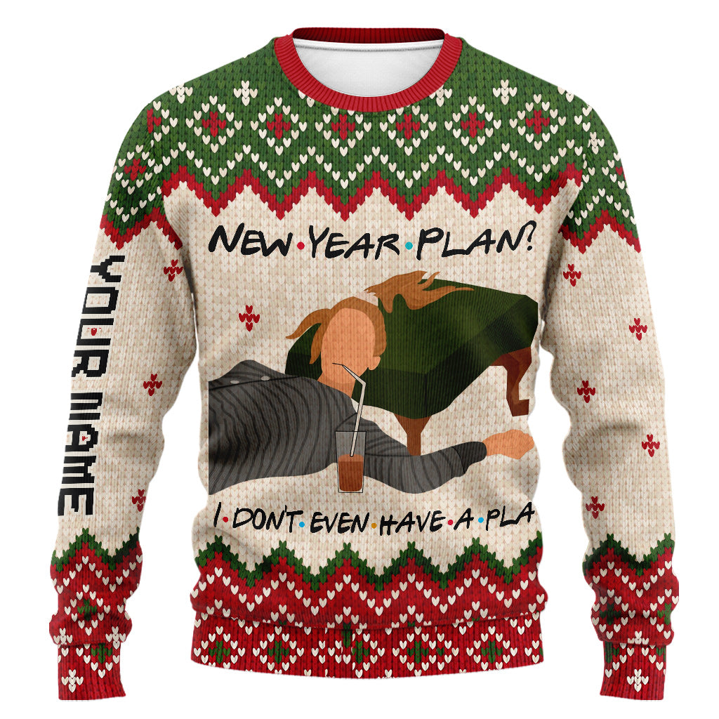 Personalized Christmas Sweater with Faux Wool Pattern Custom Name Gift Sweater GradoCreations