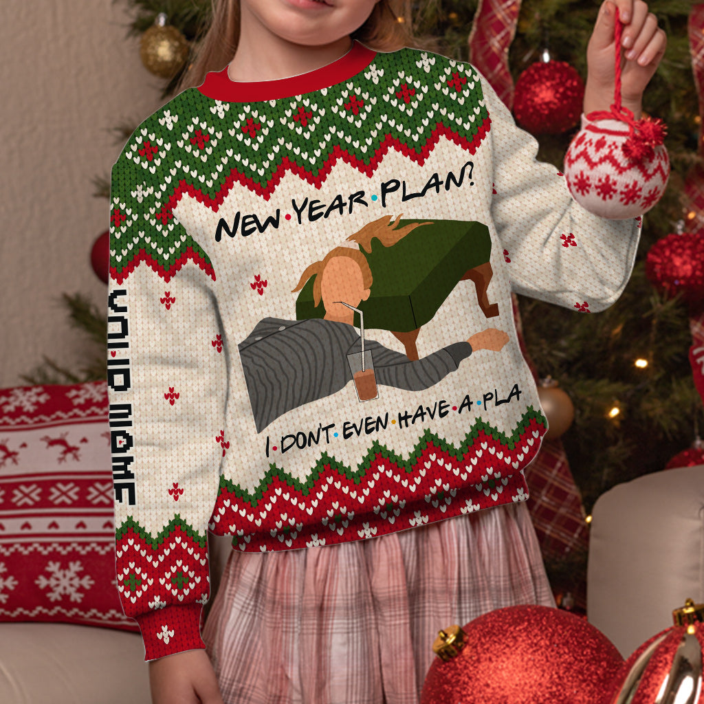 Personalized Christmas Sweater with Faux Wool Pattern Custom Name Gift Sweater GradoCreations