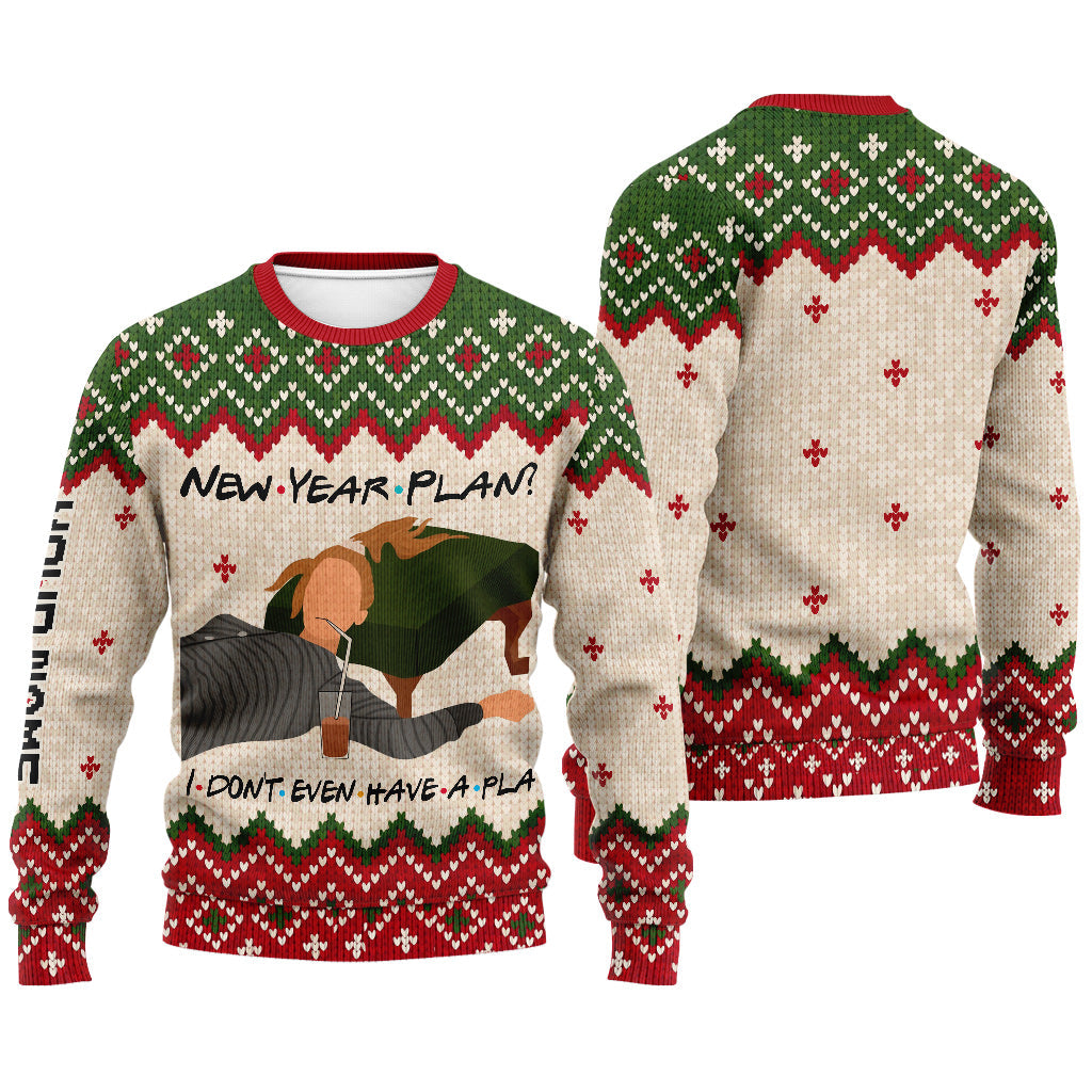 Personalized Christmas Sweater with Faux Wool Pattern Custom Name Gift Sweater GradoCreations