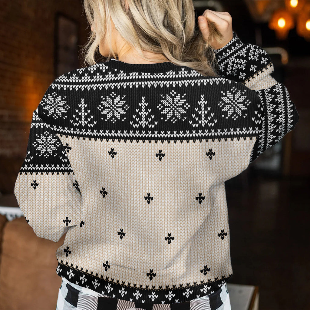 Personalized Christmas Sweater with Faux Wool Pattern for Unique Gifts Sweater GradoCreations