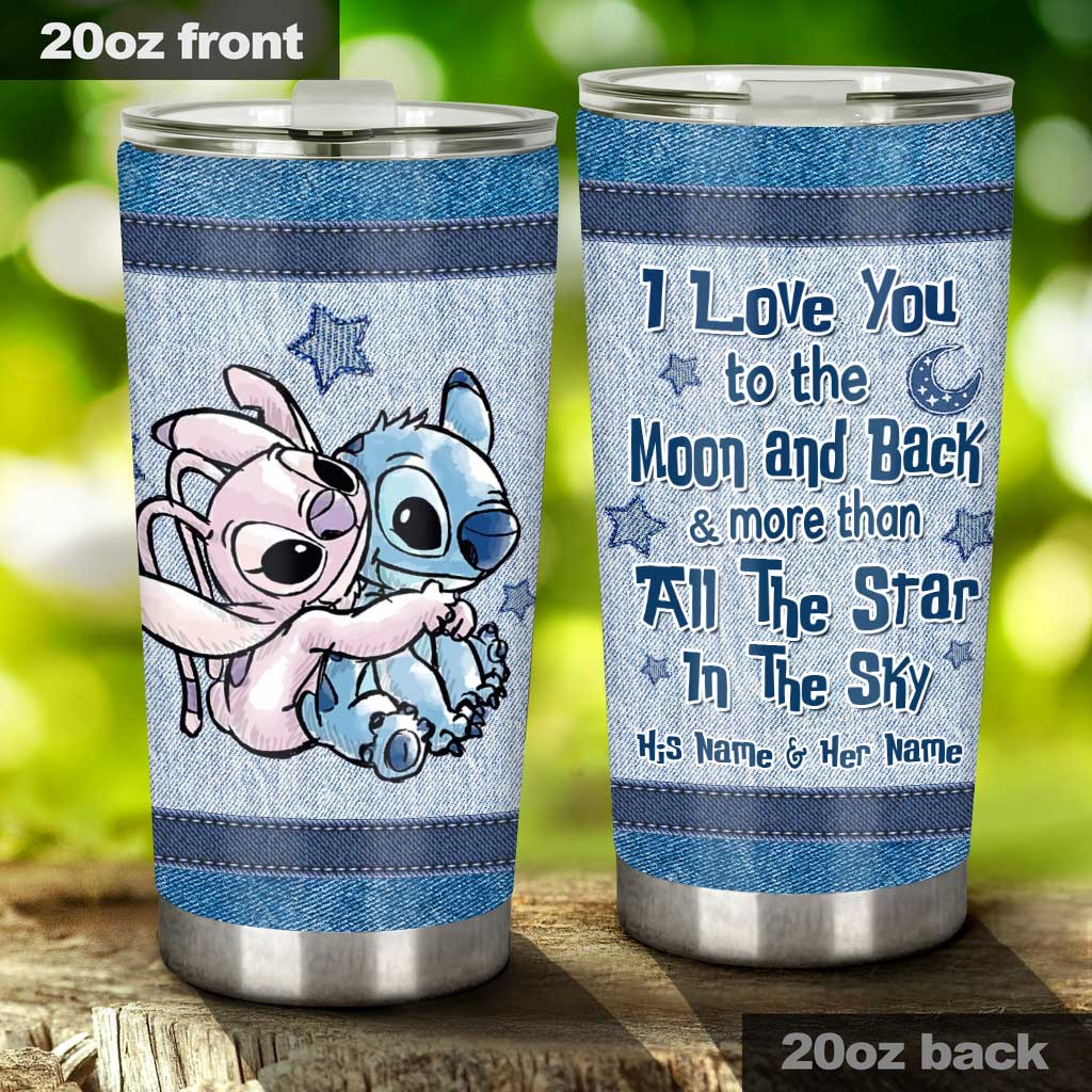 Personalized Couple Tumbler Love You To The Moon & Back Gift Tumbler GradoCreations