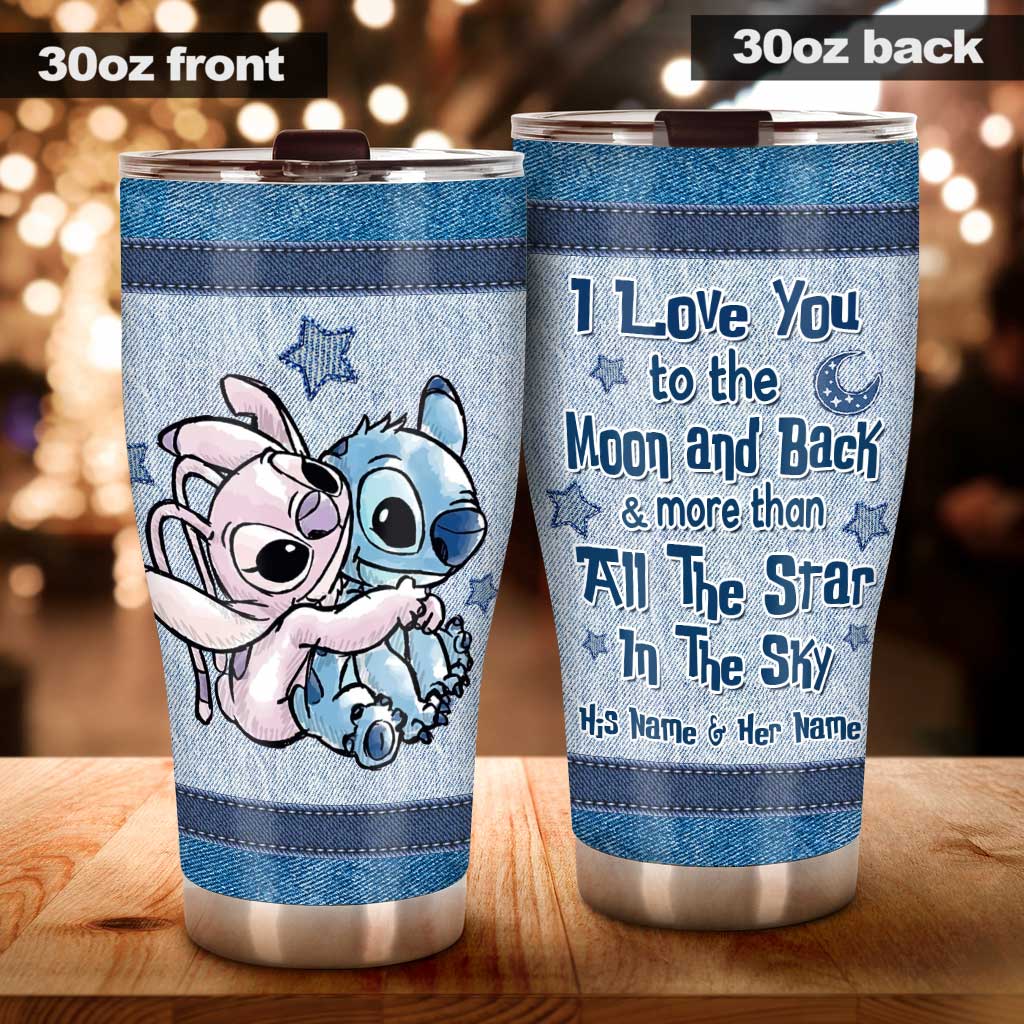 Personalized Couple Tumbler Love You To The Moon & Back Gift Tumbler GradoCreations