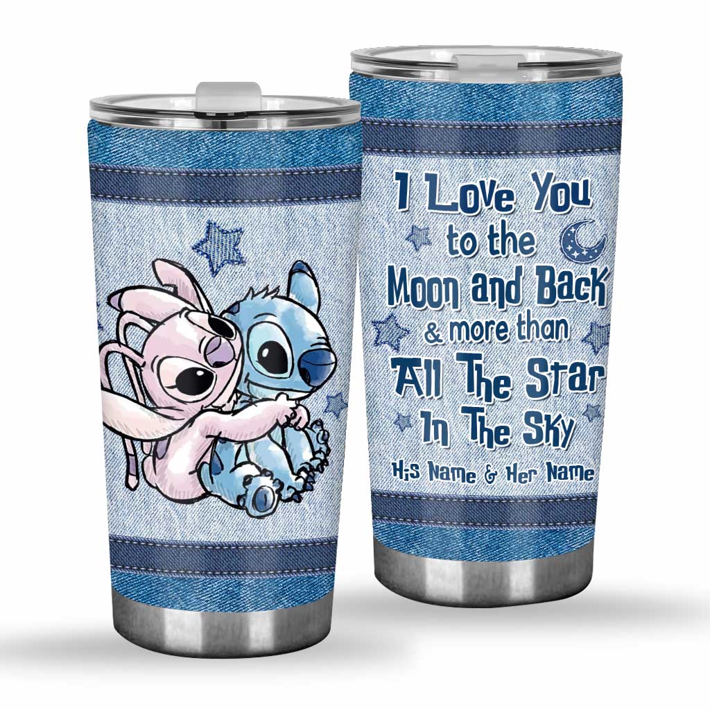 Personalized Couple Tumbler Love You To The Moon & Back Gift Tumbler GradoCreations
