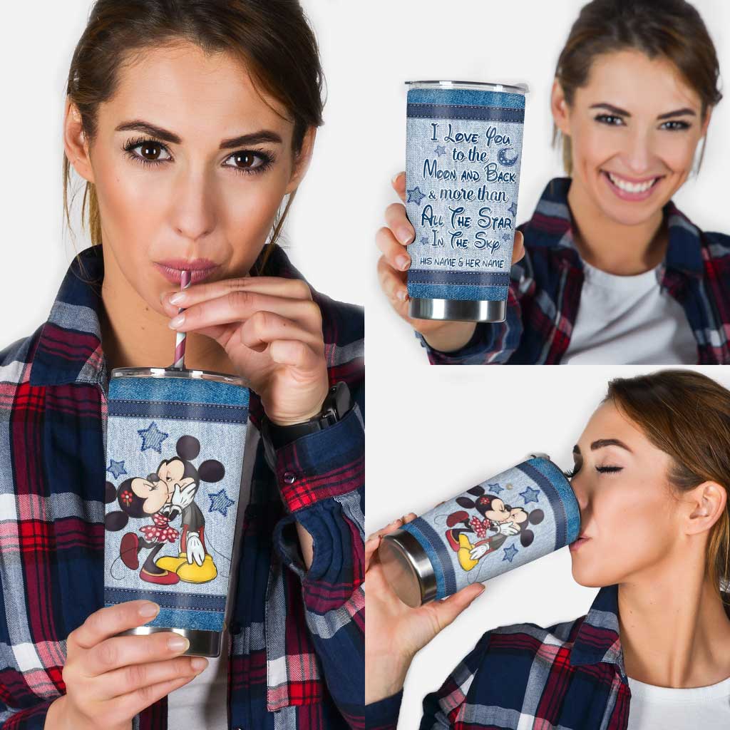 Personalized Couple Tumbler I Love You to the Moon Gift Tumbler GradoCreations
