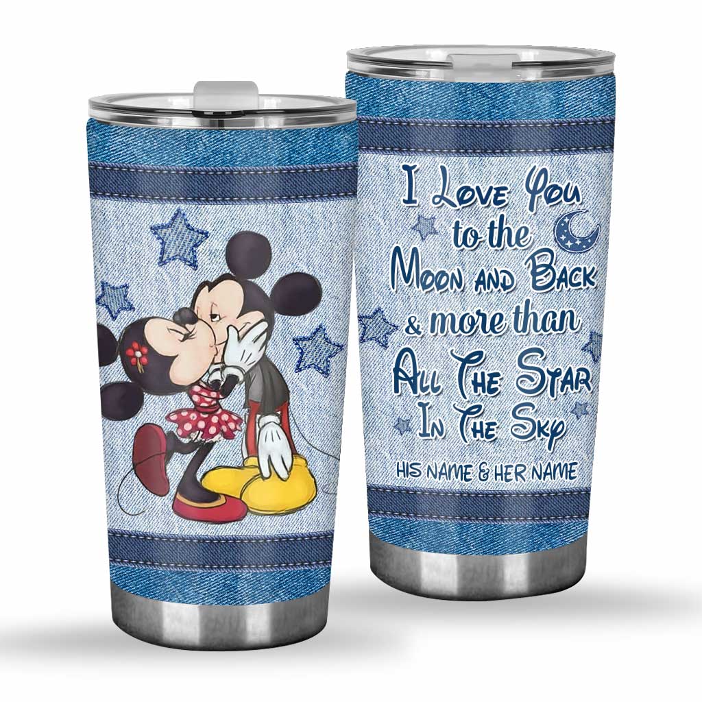 Personalized Couple Tumbler I Love You to the Moon Gift Tumbler GradoCreations