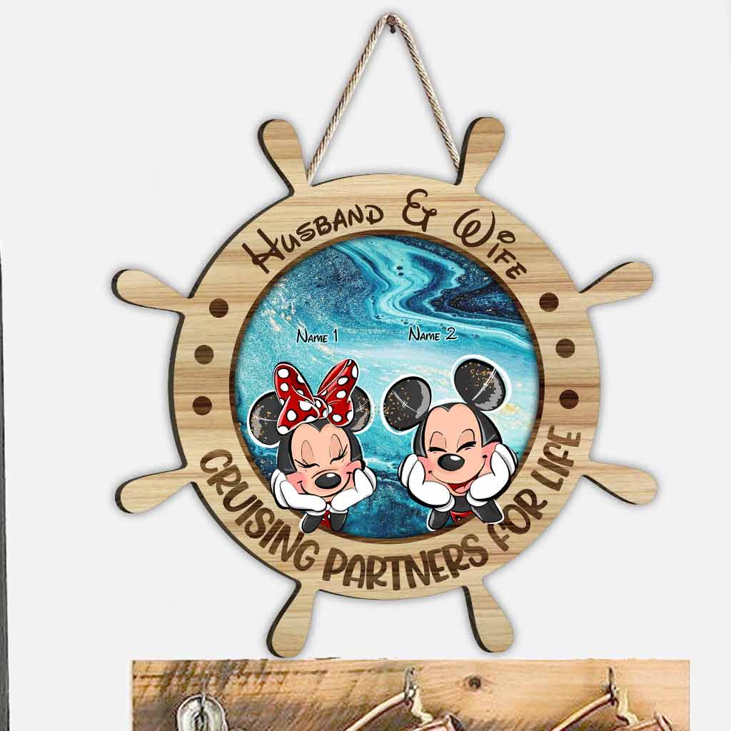 Personalized Wood Sign with Names for Couples - Cruising Partners For Life Gift Wood Sign GradoCreations
