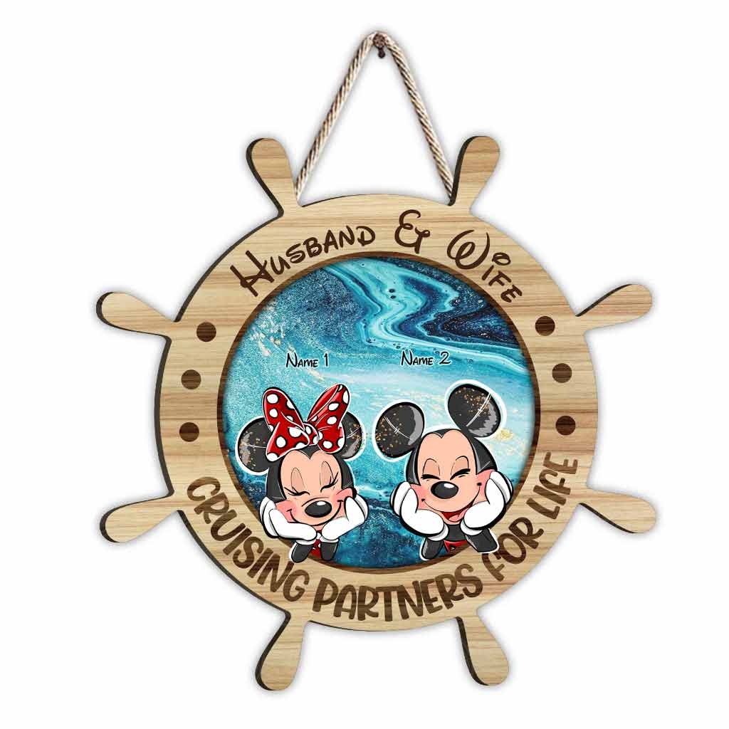 Personalized Wood Sign with Names for Couples - Cruising Partners For Life Gift Wood Sign GradoCreations