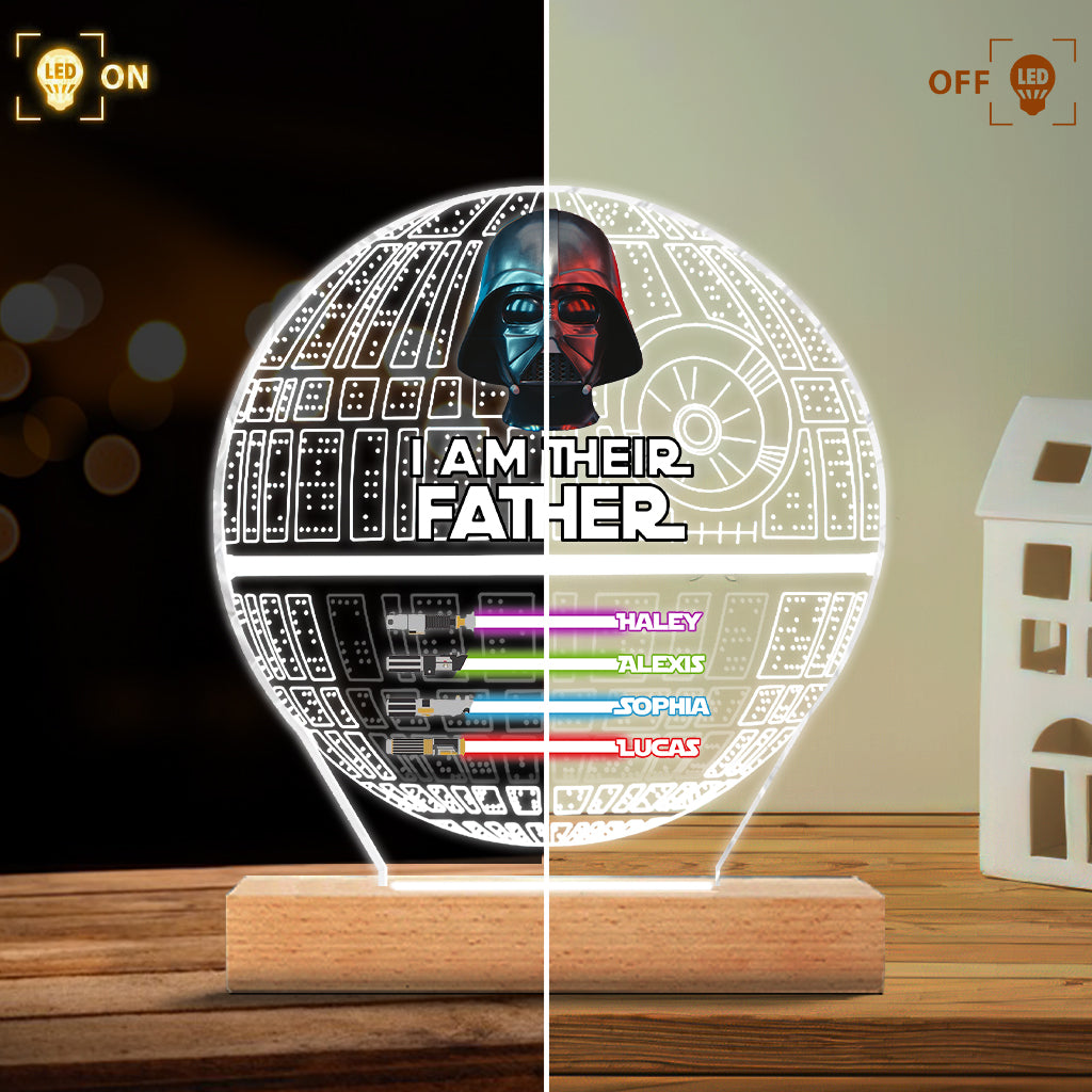 Personalized Star Wars Themed Acrylic Light Plaque Gift for Dad Shaped Plaque Light Base GradoCreations