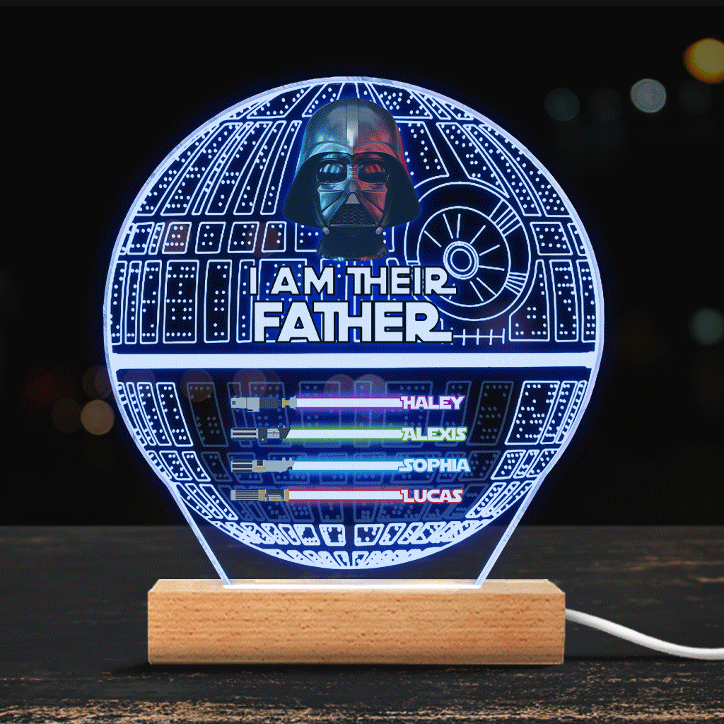 Personalized Star Wars Themed Acrylic Light Plaque Gift for Dad Shaped Plaque Light Base GradoCreations