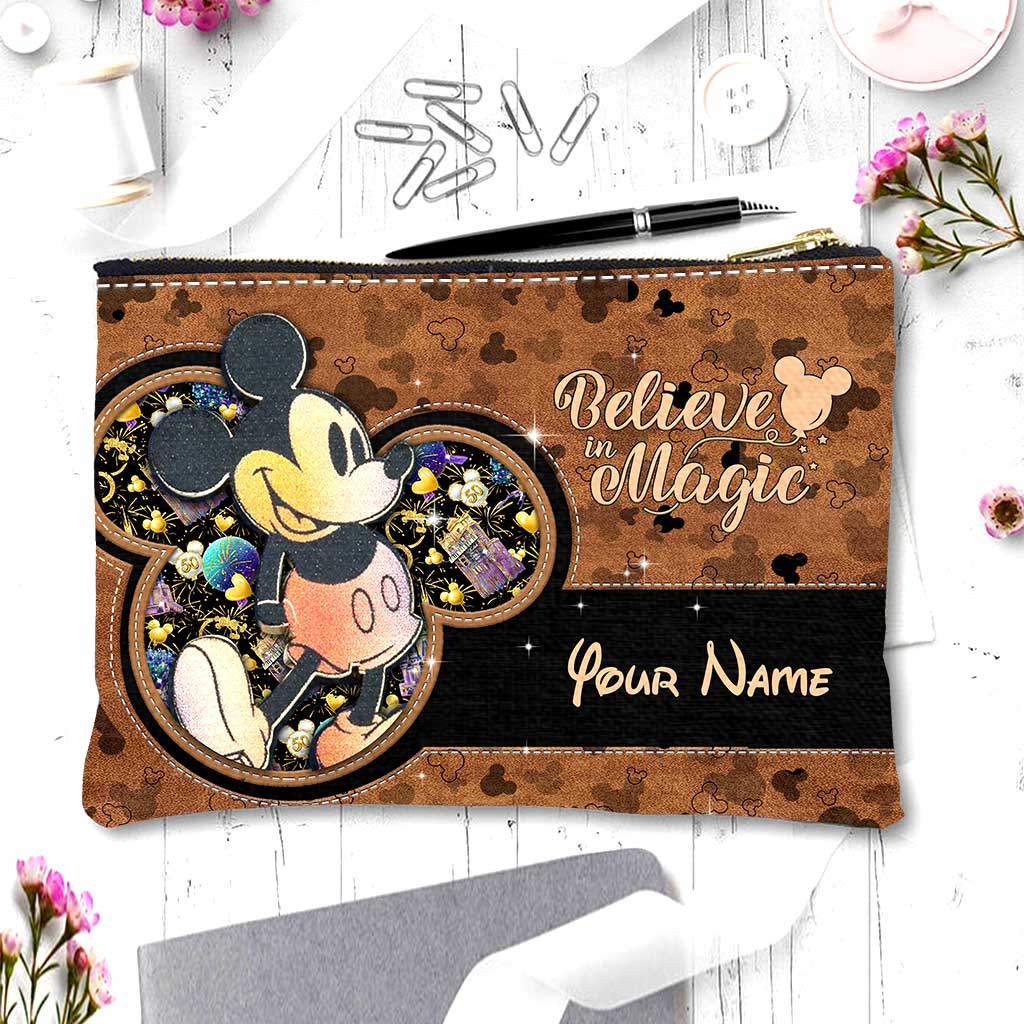 Personalized Mouse Pouch with Leather Pattern Print Gift for Girls Pouch GradoCreations