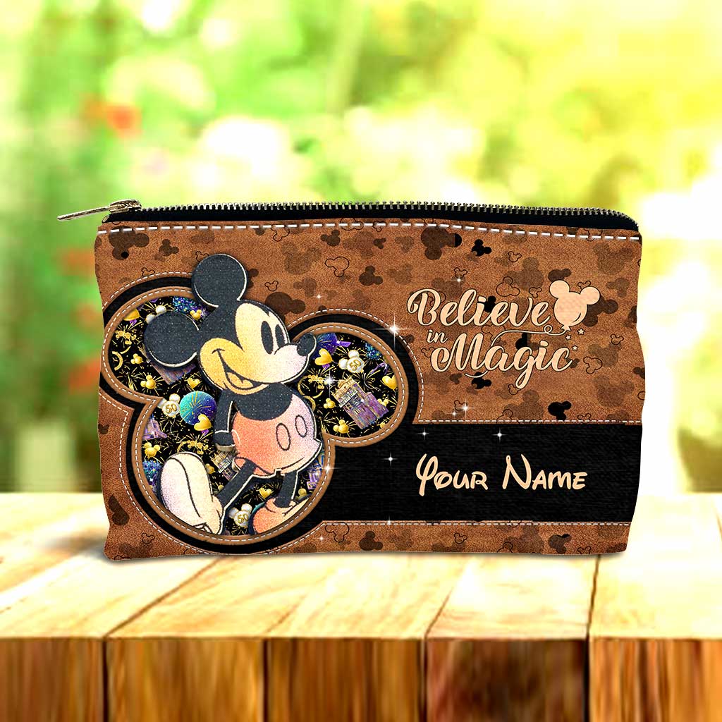 Personalized Mouse Pouch with Leather Pattern Print Gift for Girls Pouch GradoCreations
