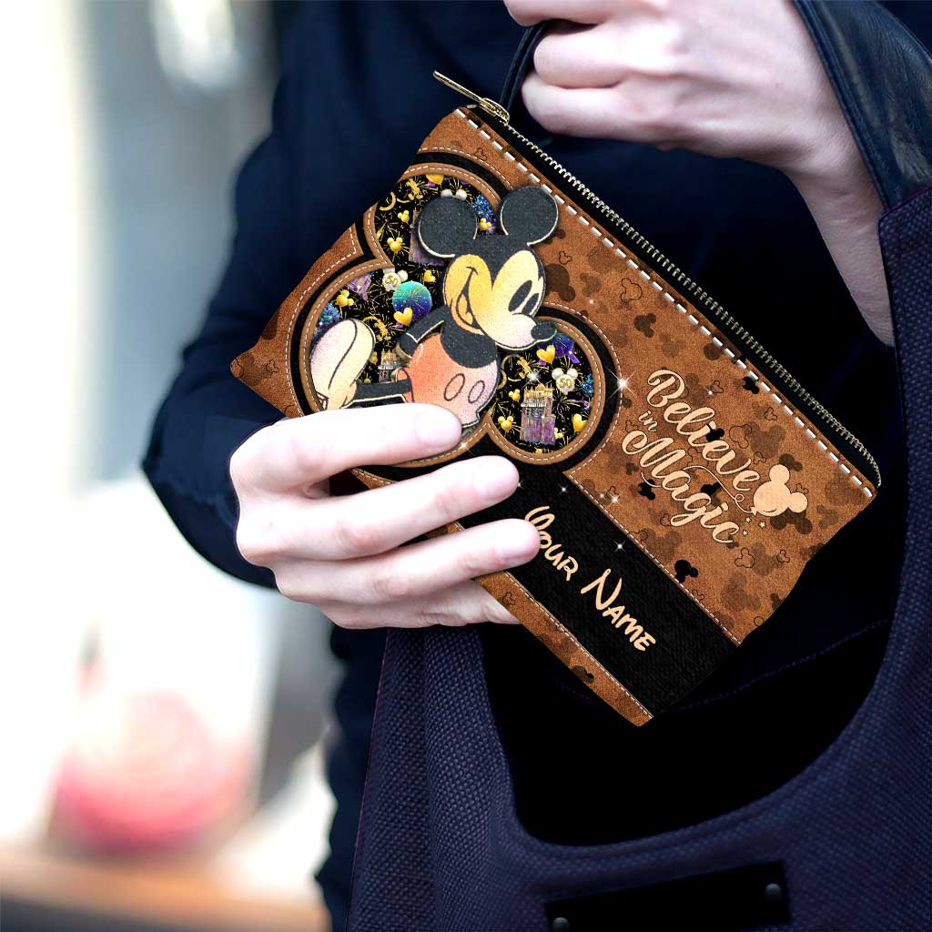 Personalized Mouse Pouch with Leather Pattern Print Gift for Girls Pouch GradoCreations
