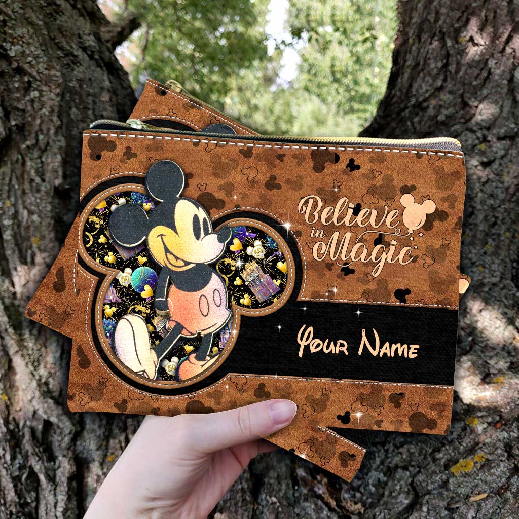 Personalized Mouse Pouch with Leather Pattern Print Gift for Girls Pouch GradoCreations
