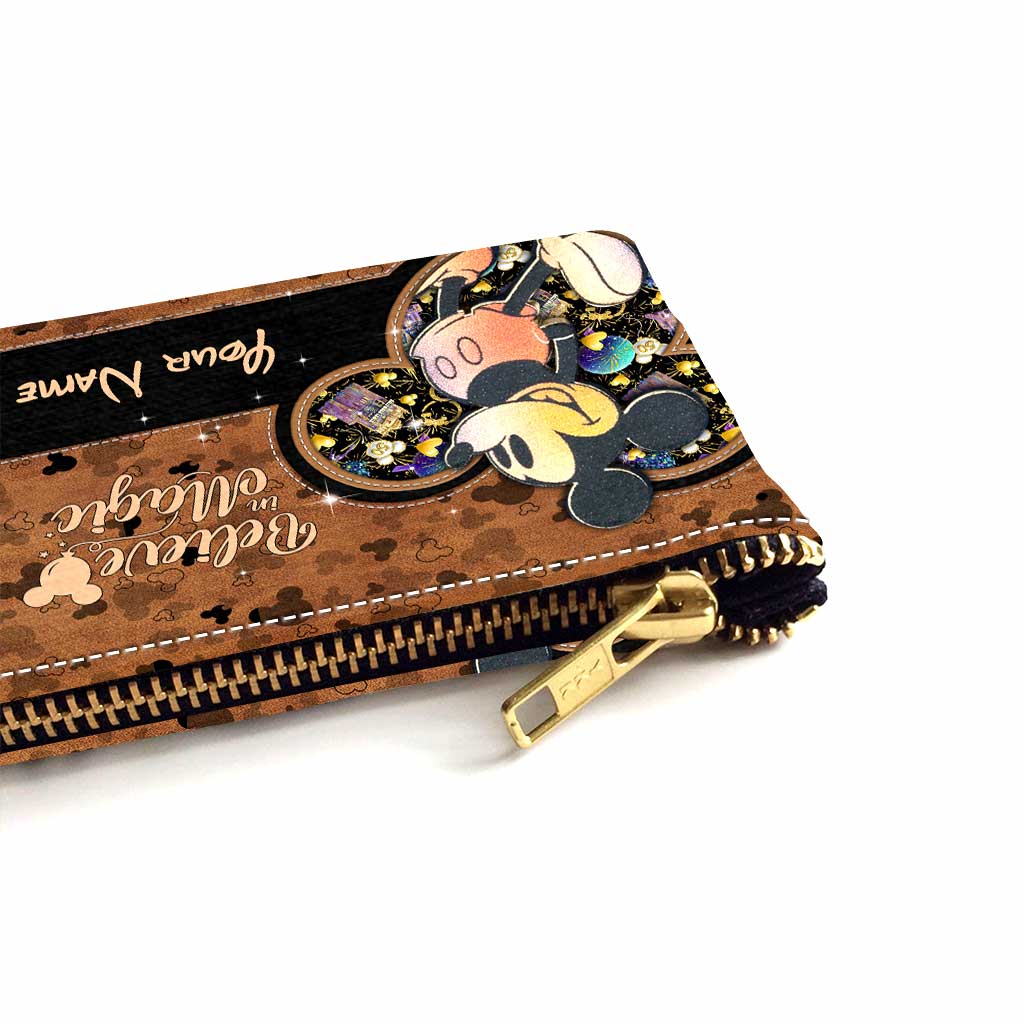 Personalized Mouse Pouch with Leather Pattern Print Gift for Girls Pouch GradoCreations