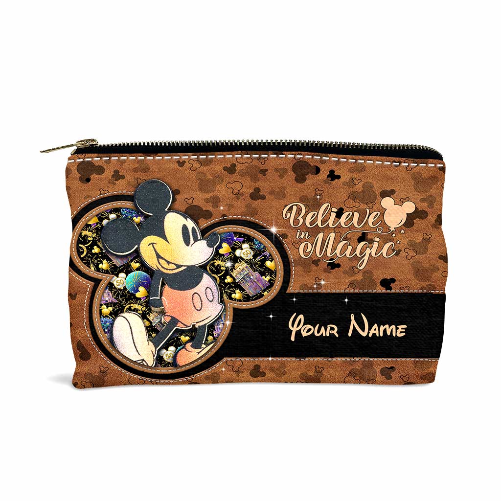 Personalized Mouse Pouch with Leather Pattern Print Gift for Girls Pouch GradoCreations