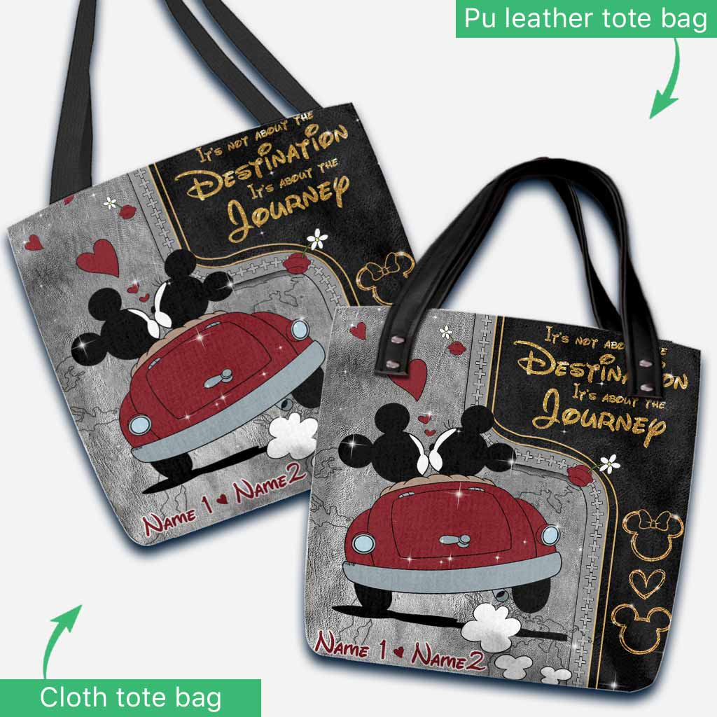Personalized Mouse Tote Bag Custom Names Travel Gift for Couple Tote Bag GradoCreations