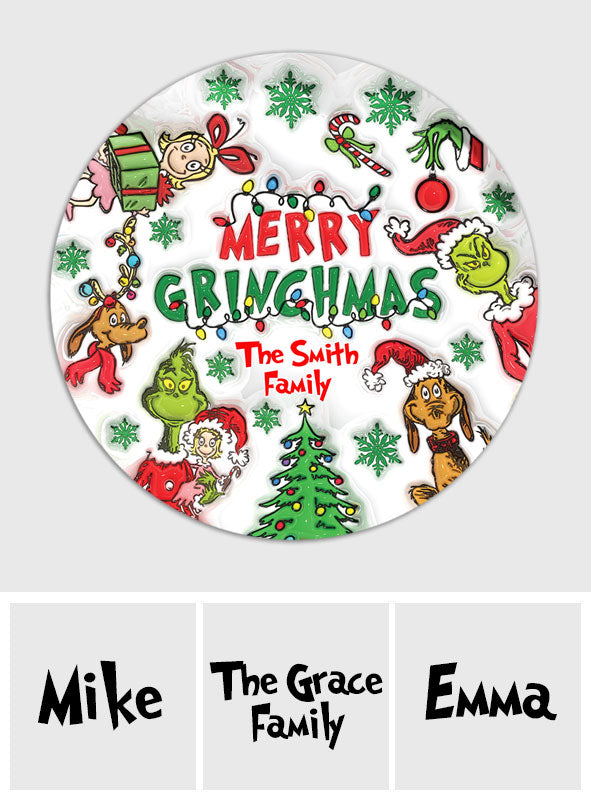 Personalized Merry Grinchmas Round Rug Custom Family Name Christmas Gift Round Rug GradoCreations