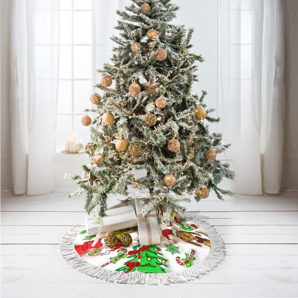 Personalized Merry Grinchmas Christmas Tree Skirt Custom Design Tree Skirt GradoCreations