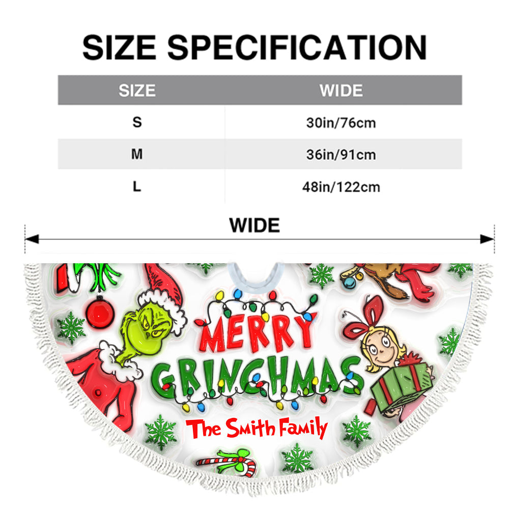 Personalized Merry Grinchmas Christmas Tree Skirt Custom Design Tree Skirt GradoCreations
