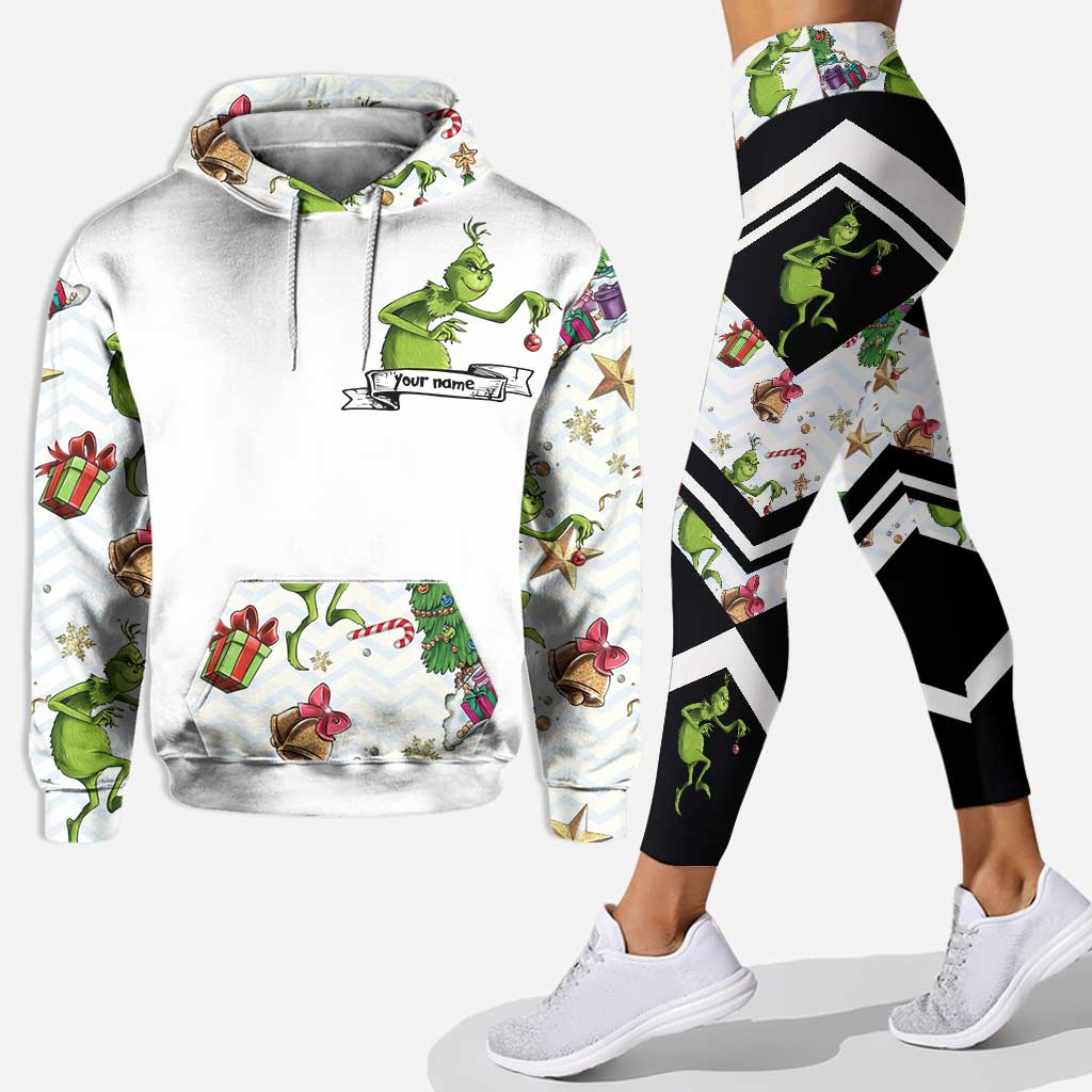 Personalized Christmas Hoodie and Leggings with Grinch Design Hoodie & Leggings GradoCreations