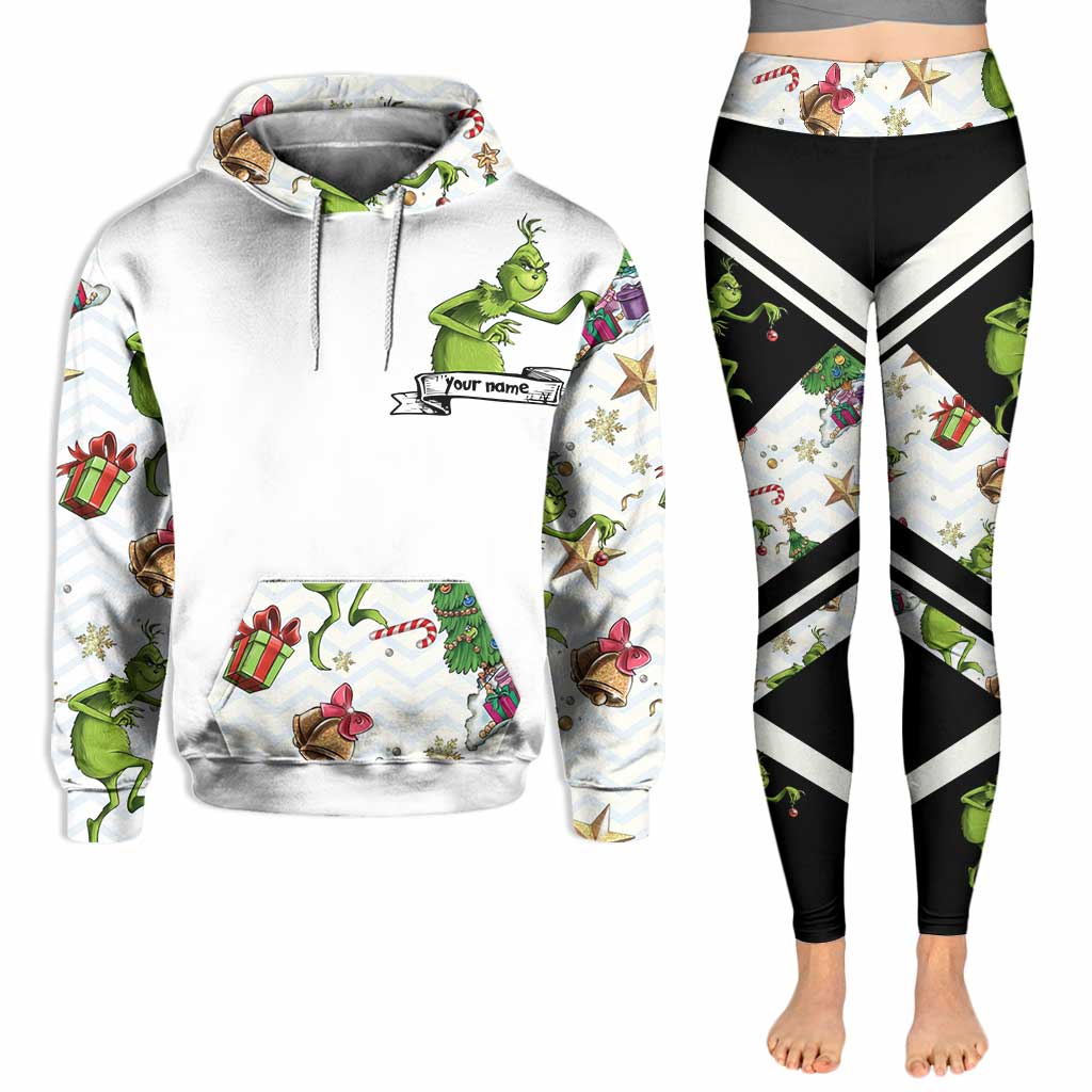 Personalized Christmas Hoodie and Leggings with Grinch Design Hoodie & Leggings GradoCreations