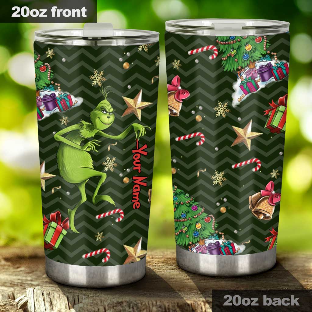 Personalized Grinch Christmas Tumbler Custom Name Holiday Gift Tumbler GradoCreations