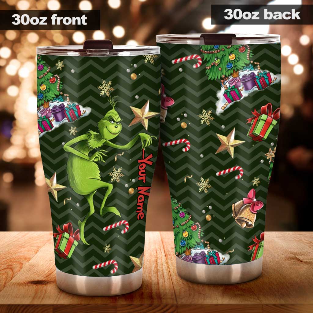 Personalized Grinch Christmas Tumbler Custom Name Holiday Gift Tumbler GradoCreations