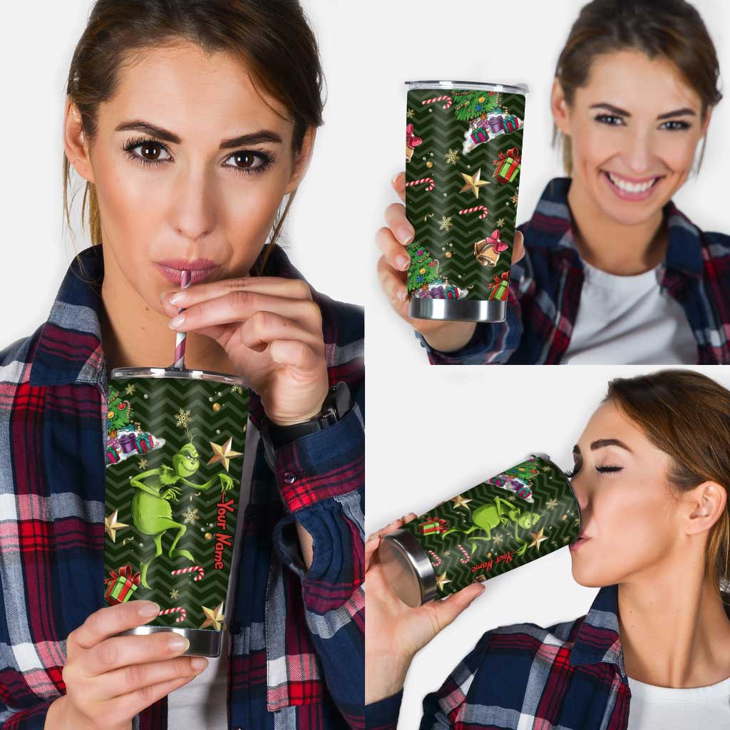Personalized Grinch Christmas Tumbler Custom Name Holiday Gift Tumbler GradoCreations