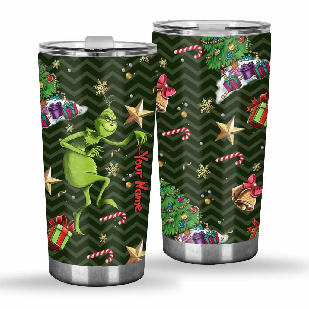 Personalized Grinch Christmas Tumbler Custom Name Holiday Gift Tumbler GradoCreations