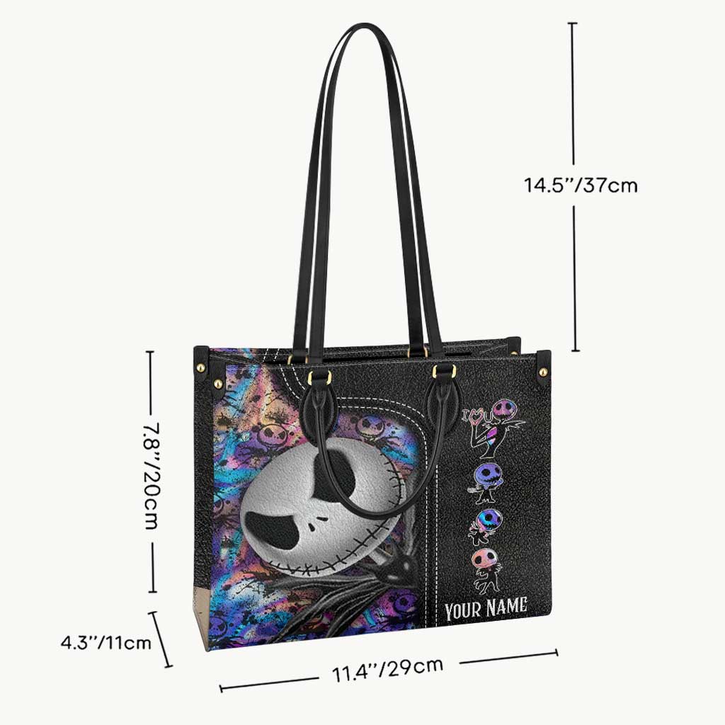 Personalized Leather Handbag with Nightmare Design for Women Leather Handbag GradoCreations
