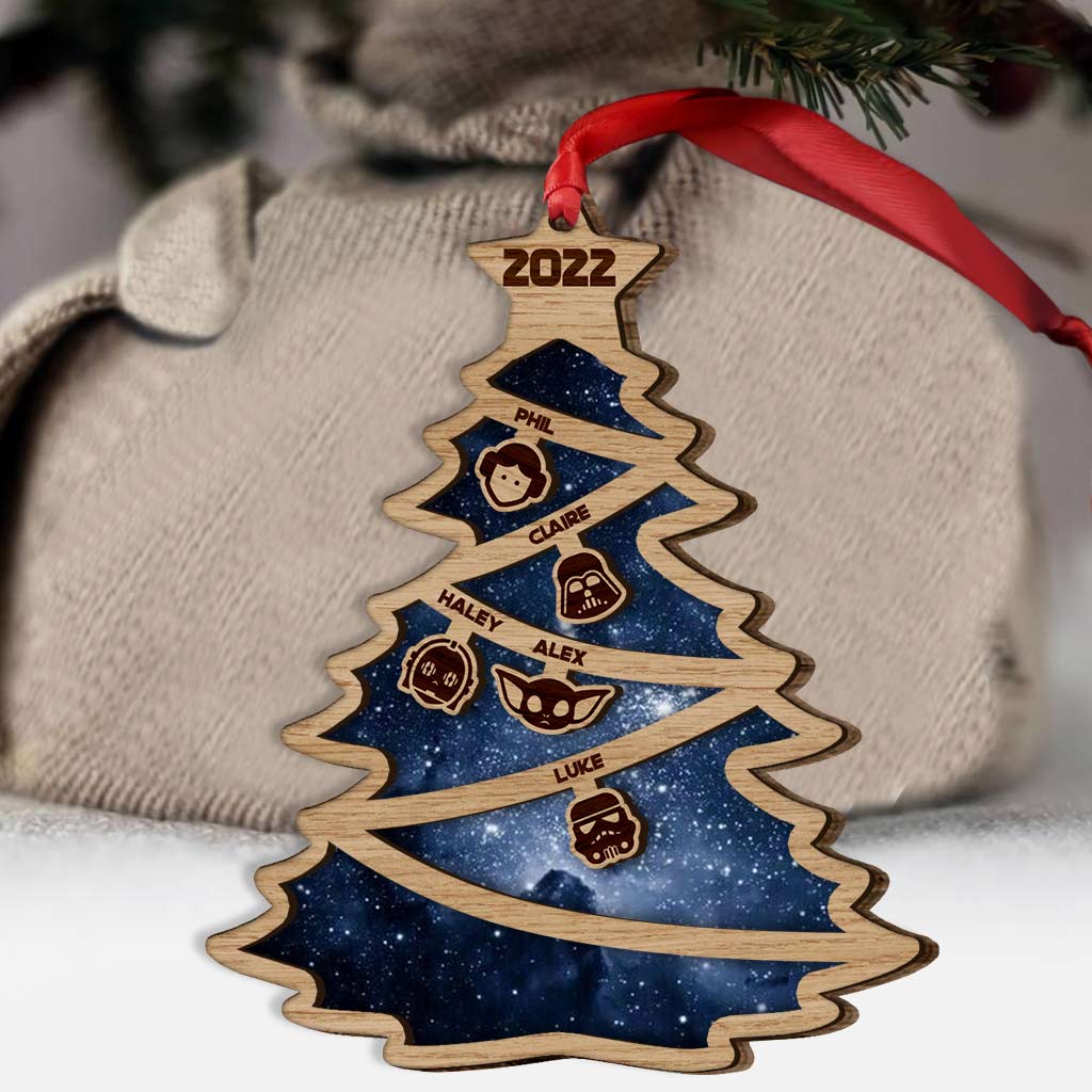 Personalized Family Tree Wood Ornament Custom Names Christmas Gift Layered Wood Ornament GradoCreations