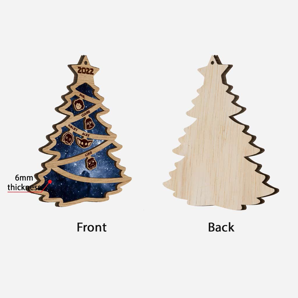 Personalized Family Tree Wood Ornament Custom Names Christmas Gift Layered Wood Ornament GradoCreations