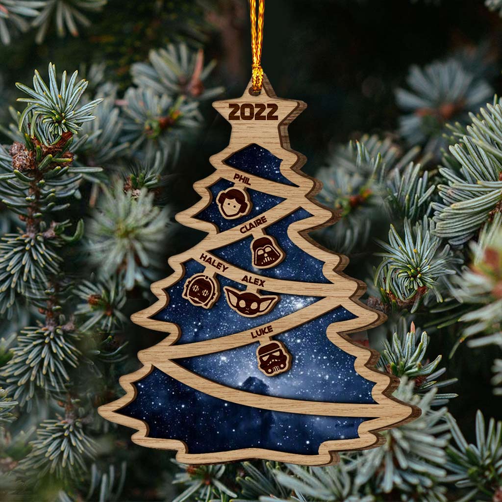 Personalized Family Tree Wood Ornament Custom Names Christmas Gift Layered Wood Ornament GradoCreations