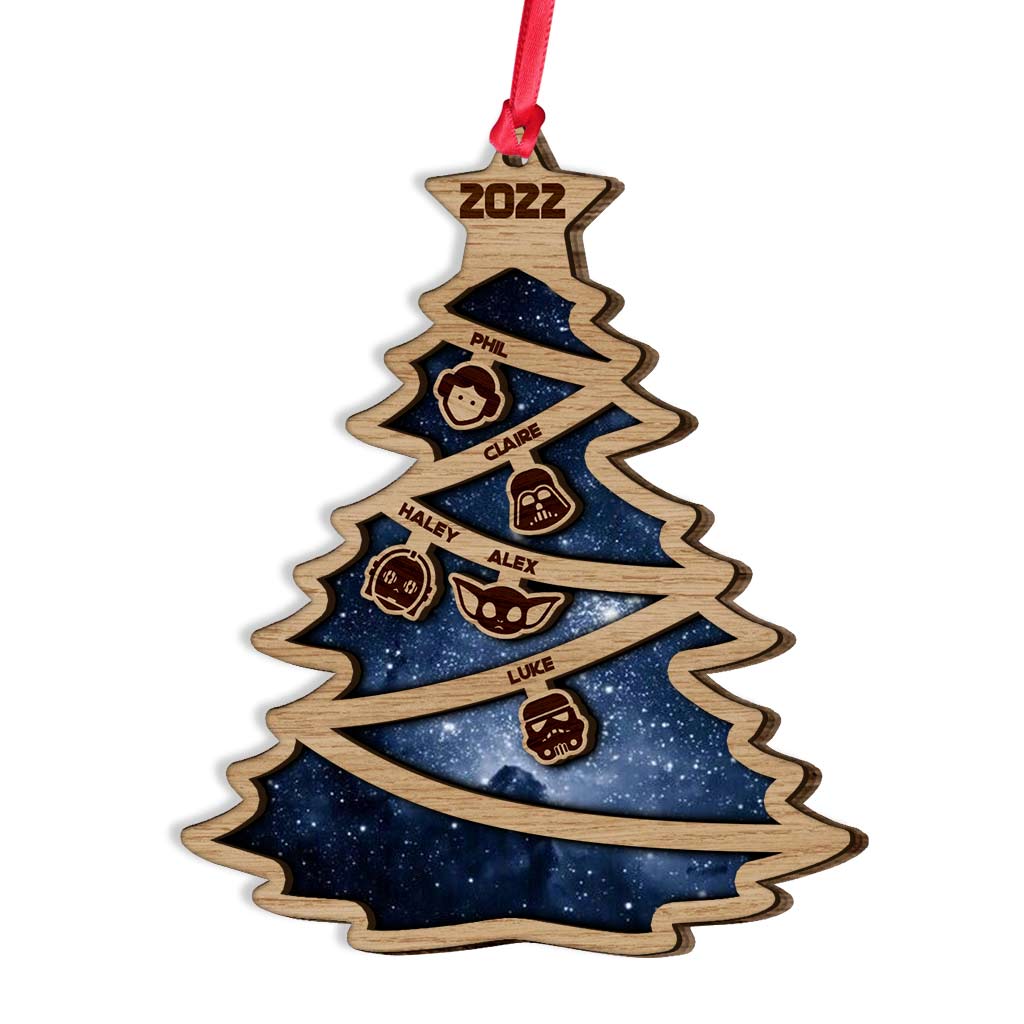 Personalized Family Tree Wood Ornament Custom Names Christmas Gift Layered Wood Ornament GradoCreations