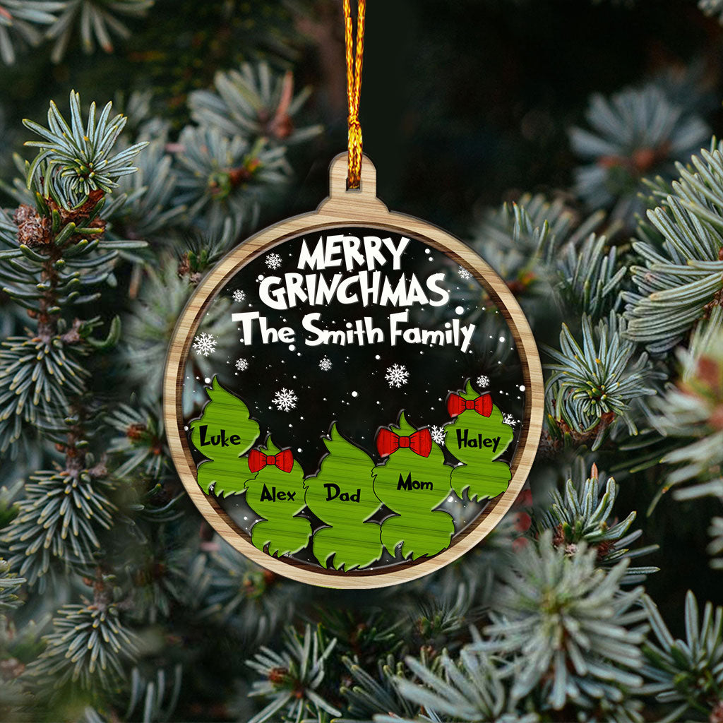 Personalized Grinch Family Ornament Custom Names Christmas Gift Layers Mix Ornament GradoCreations